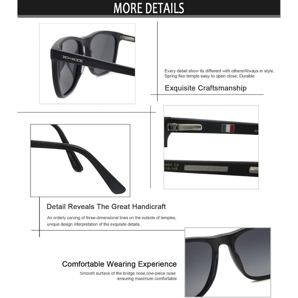 Rectangular Polarized Sunglasses For Men Women Uv… - image 4